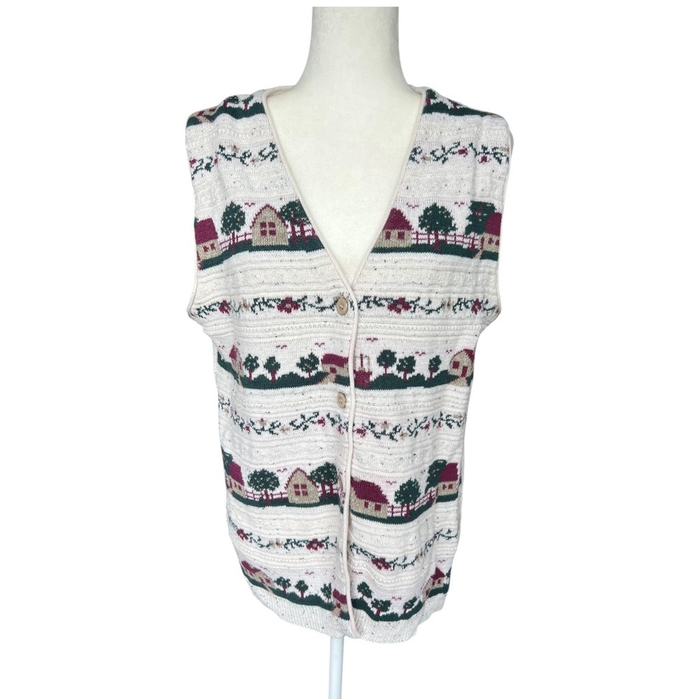 Vintage Northern Reflections Cotton Cottagecore Knit Vest XL